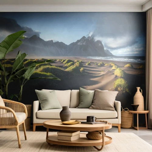 Öntapadós Fotótapéta Deluxe Sticker - Az elemek harmóniája - Tájkép, Izland, Hegyek - 250x175 cm
