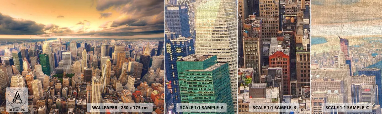 Fotótapéta Minta Premium Canvas - Aranyozott metropolisz - Város, New York, Építészet - 100x30 cm