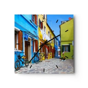 Falióra, Óra - Pasztell, édes sikátor - 40x40 cm