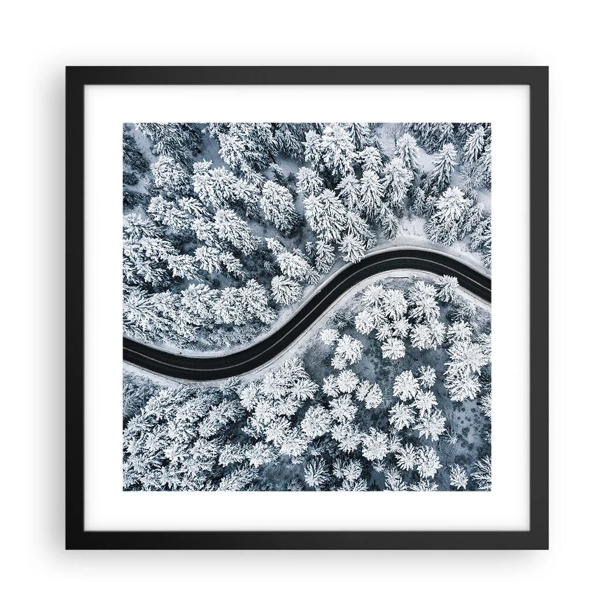 Poszter fehér keretben - A téli erdőn - 40x40 cm