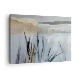 Vászonkép - Festői téli táj mezőkkel és fűvel - 70x50cm - Téli mezők - Modern fali dekoráció nappalihoz és hálószobához ARTTOR