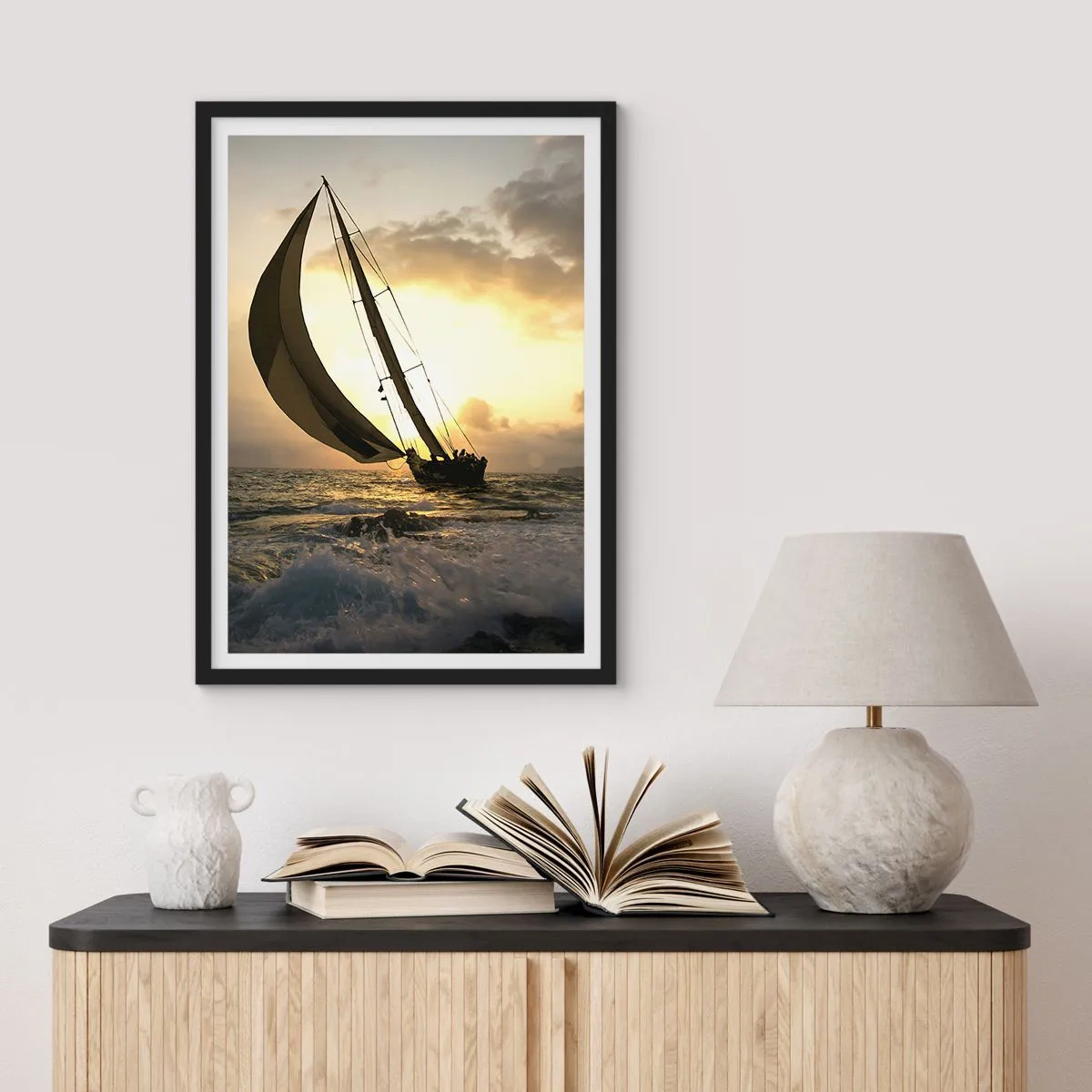 Poszter fehér keretben - Széllel és széllel szemben - 30x40 cm