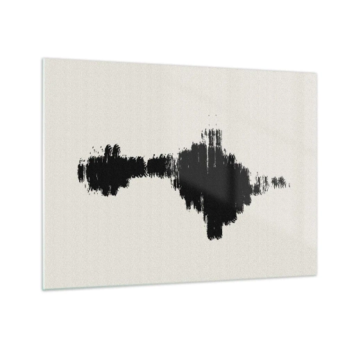 Üveg kép - Minimalista fekete ecsetvonások mintája világos háttéren - 70x50cm - A képzelet rezgései - Modern fali dekoráció nappalihoz és hálószobához ARTTOR