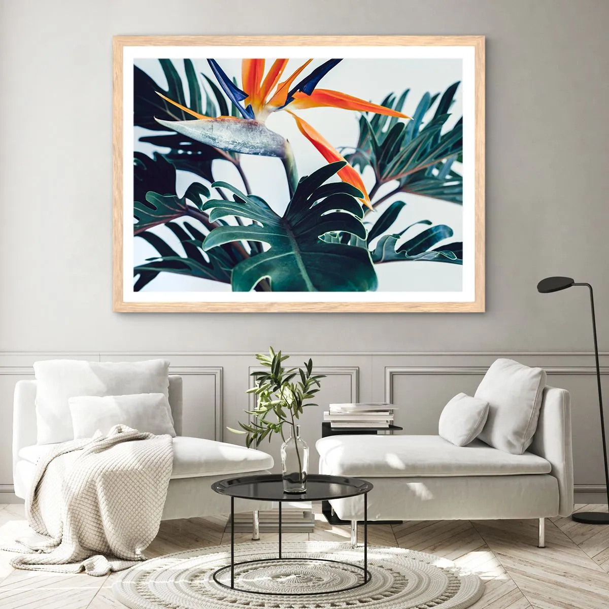 Poszter világos tölgy keretben - Madárkalitka - 70x50 cm