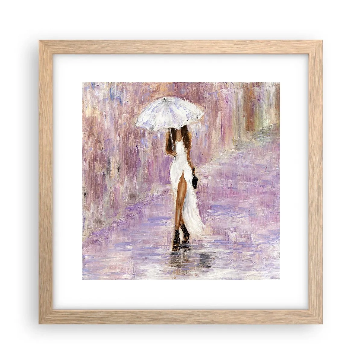 Poszter világos tölgy keretben - A liliomos esőben - 30x30 cm