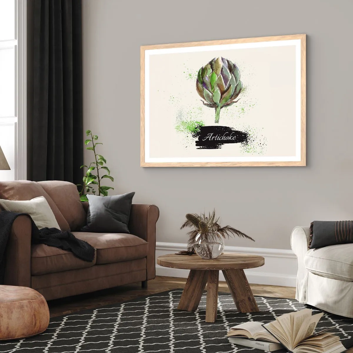 Poszter világos tölgy keretben - Eviva zöldségek! - 100x70 cm