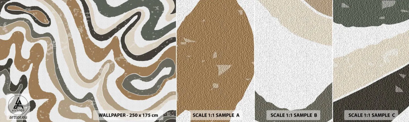 Fotótapéta Minta Standard Eco - Földszínű színek kanyarulatai - Absztrakció, Darab, Boho - 100x30 cm