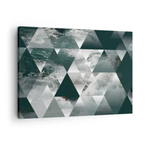 Vászonkép - Geometrikus minta zöld árnyalatú hullámmotívummal - 70x50cm - Kristály perspektíva - Modern fali dekoráció nappalihoz és hálószobához ARTTOR