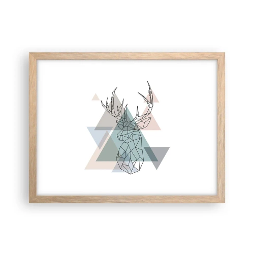 Poszter világos tölgy keretben - Egy geometrikus erdőben - 40x30 cm