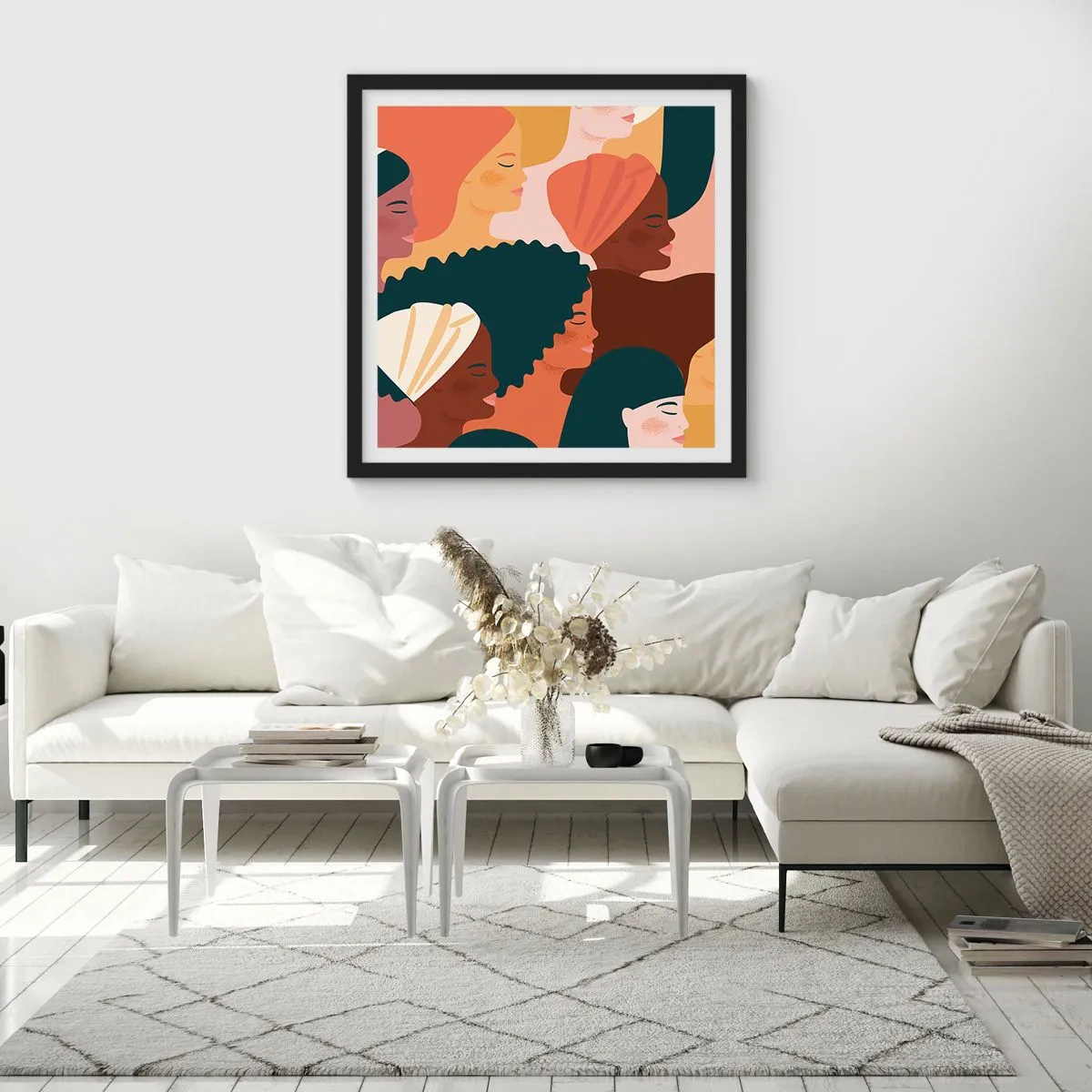 Poszter fehér keretben - Csak a nőiesség - 50x50 cm