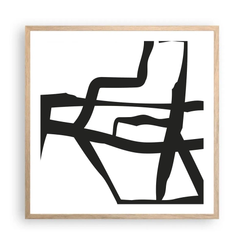 Poszter világos tölgy keretben - Fekete-fehér konstrukció - 60x60 cm