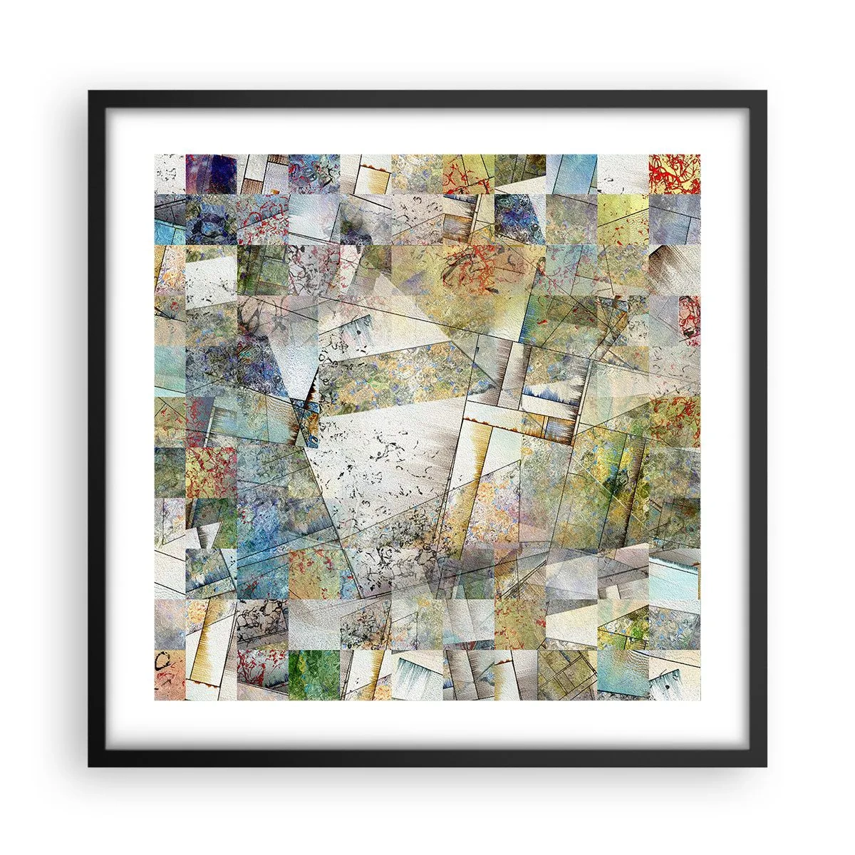 Poszter fehér keretben - Geometrikus átrendeződés - 50x50 cm