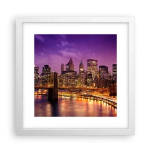 Poszter fekete keretben - Lila-arany Manhathann - 30x30 cm