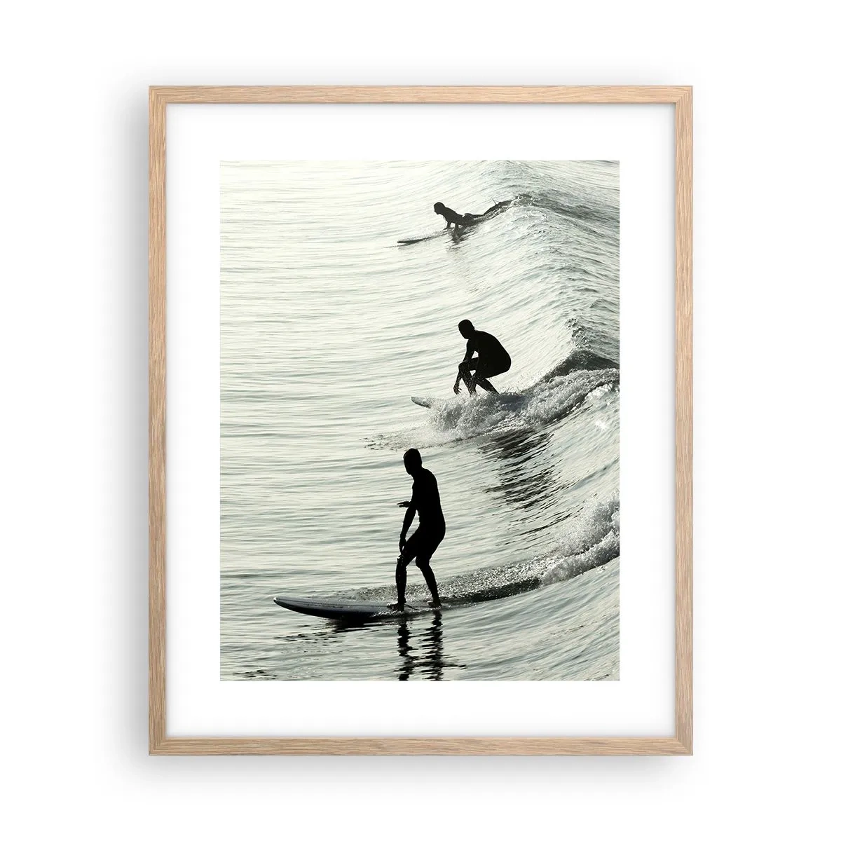 Poszter világos tölgy keretben - A hullámmal találkozni - 40x50 cm