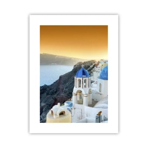 Poszter - Santorini – rásimulva a sziklákra - 30x40 cm
