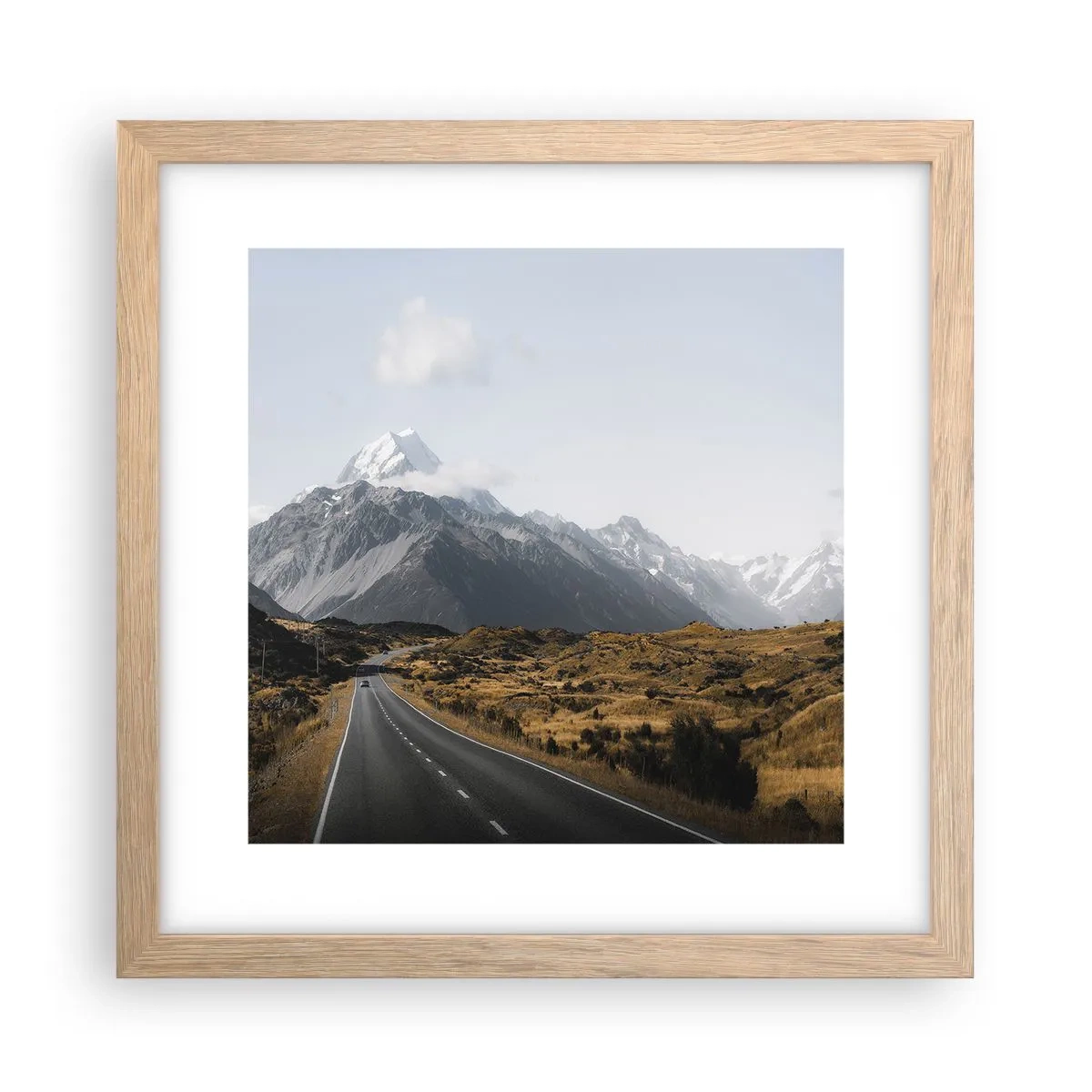 Poszter világos tölgy keretben - Út a hegyek szívébe - 30x30 cm