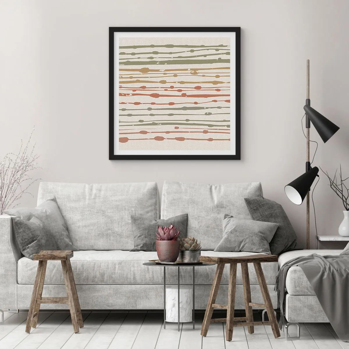 Poszter fehér keretben - Zenei színjegyzetelés - 30x30 cm