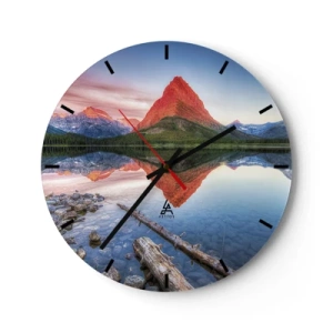 Falióra, Óra - Hegyi táj tükörképével a tóban - 30x30cm - Forróság és hideg - Modern fali dekoráció nappalihoz, konyhához és hálószobához ARTTOR