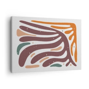 Vászonkép - Organikus minta ragyogó vonalakkal meleg árnyalatokban - 70x50cm - Sugárzó organikus kompozíció - Modern fali dekoráció nappalihoz és hálószobához ARTTOR
