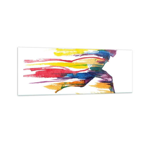 Üveg kép - Futás a szivárványon - 140x50 cm
