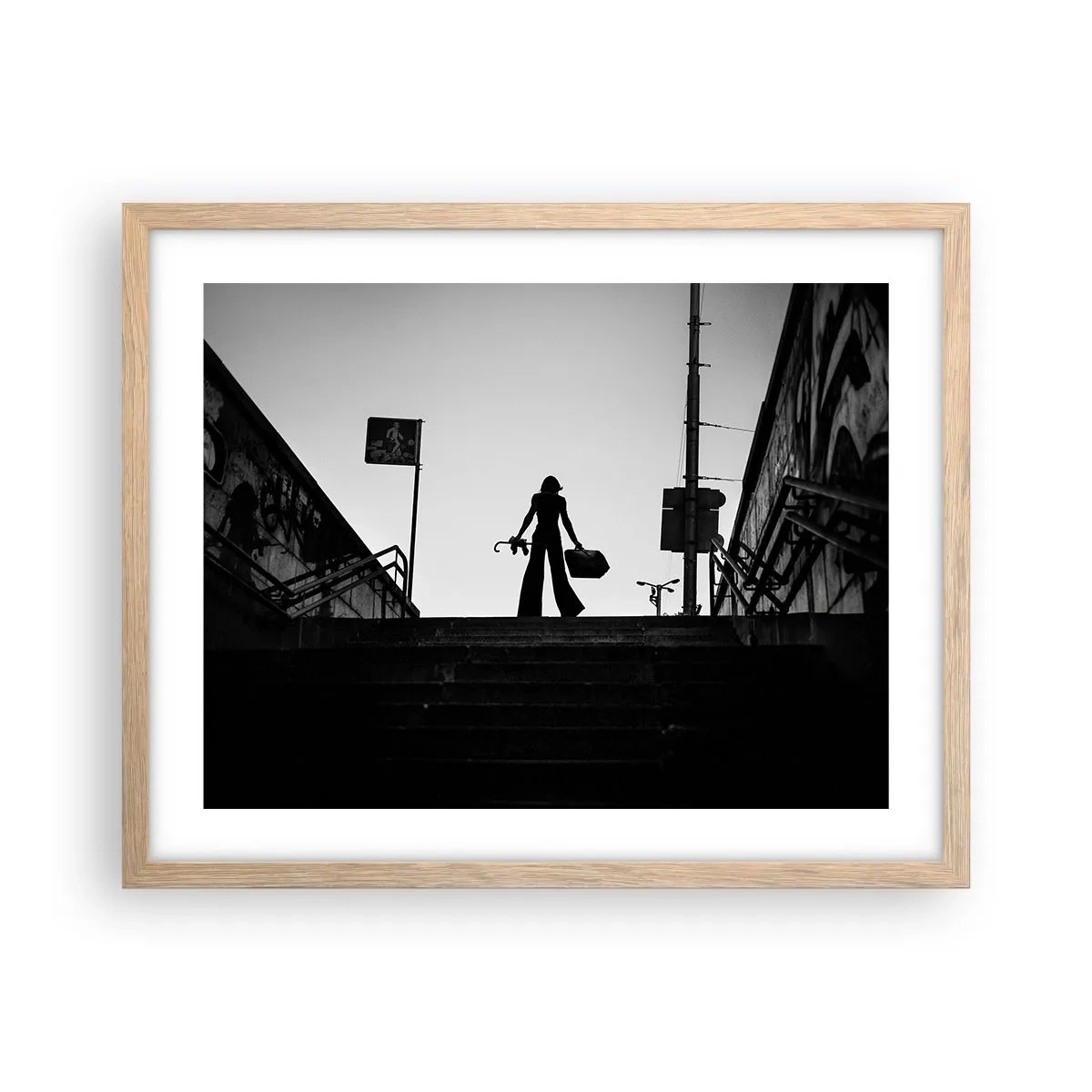 Poszter világos tölgy keretben - Városi vándorlás - 50x40 cm