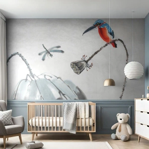 Fotótapéta Premium Sand - A rét élete - Absztrakció, Madár, Virág - 200x140 cm