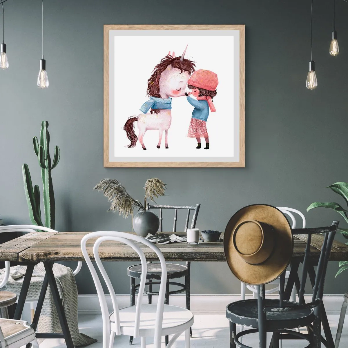 Poszter világos tölgy keretben - Téli mese - 40x40 cm