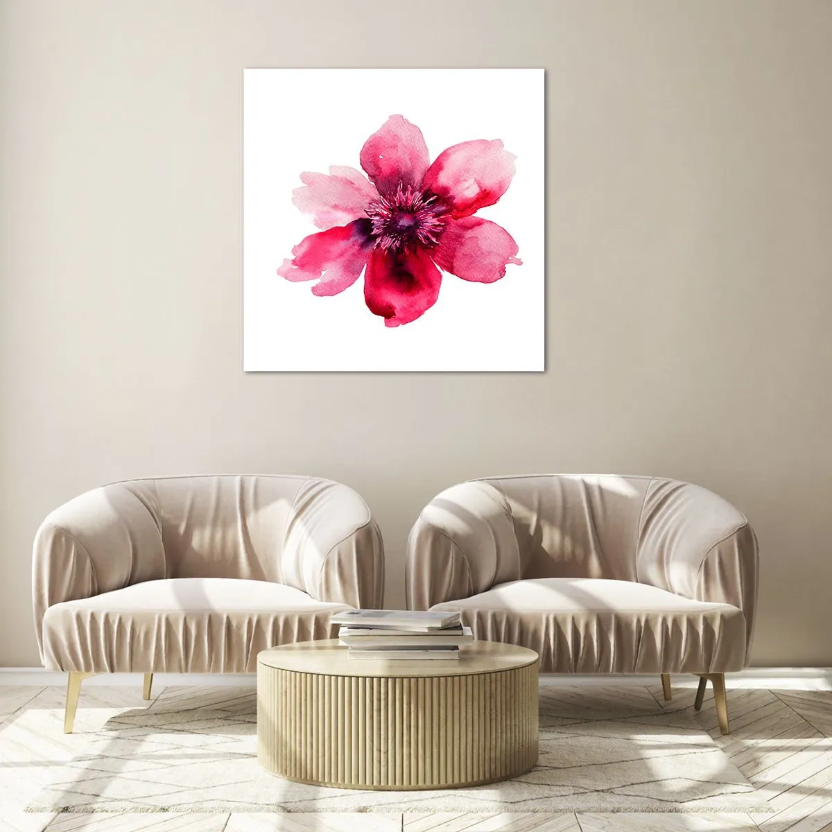 Üveg kép - Kármin illatos csók - 30x30 cm