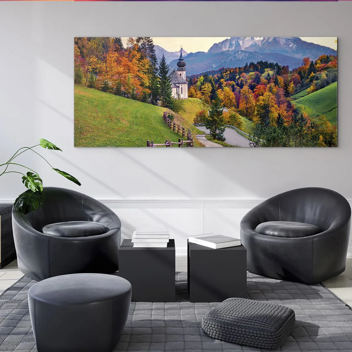 Üveg kép - Tájképszerű festmény - 90x30 cm