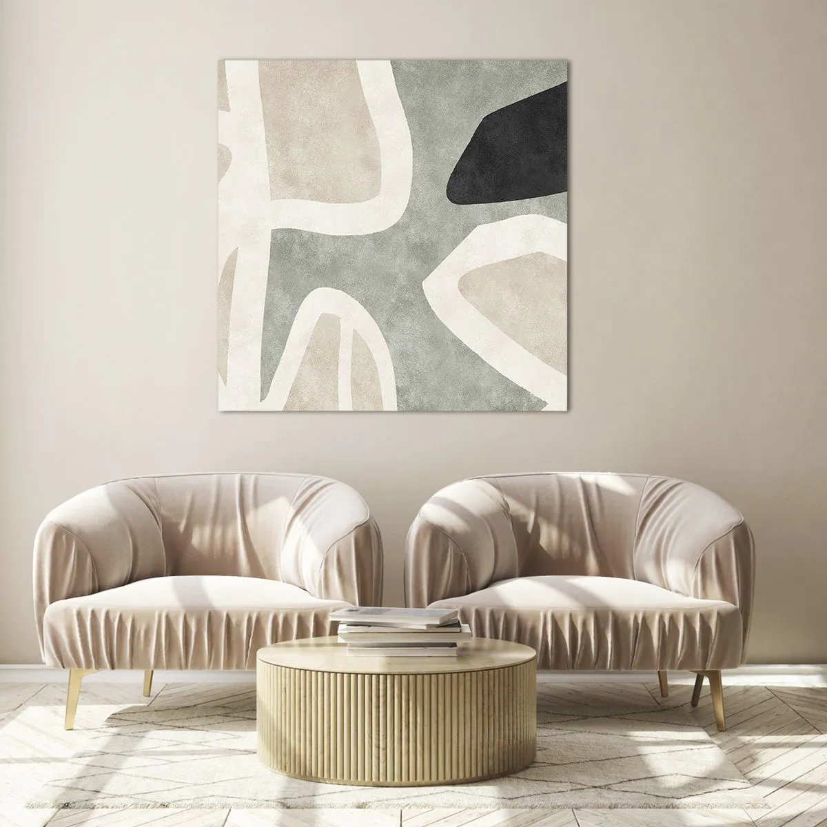 Üveg kép - Kompozíció fekete témával - 70x70 cm