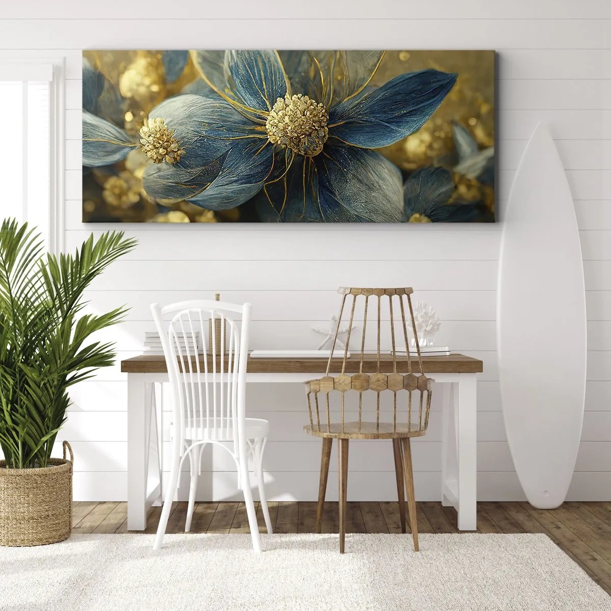 Vászonkép - Aranyló virág - 100x40 cm