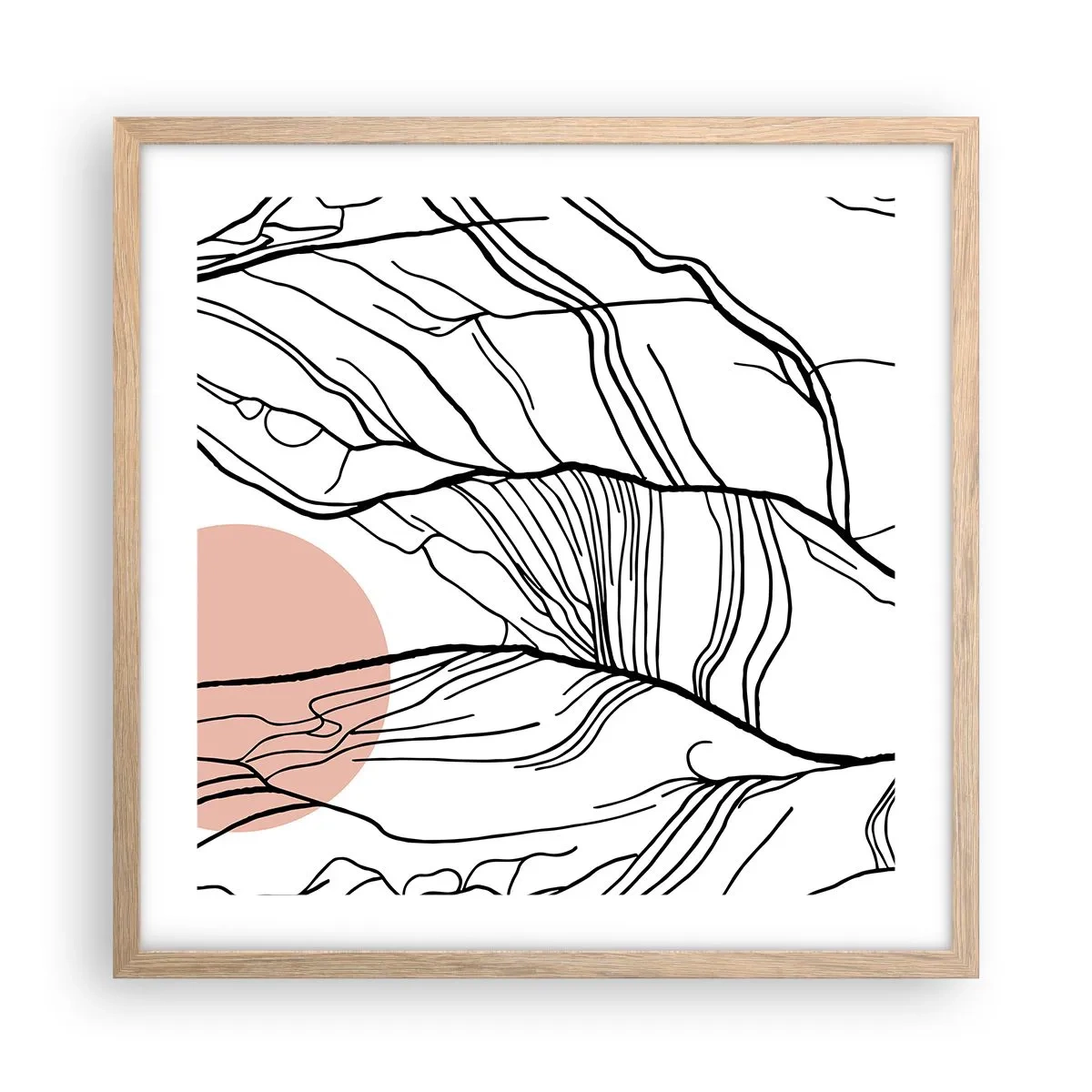 Poszter világos tölgy keretben - Gallyak hálójában - 50x50 cm