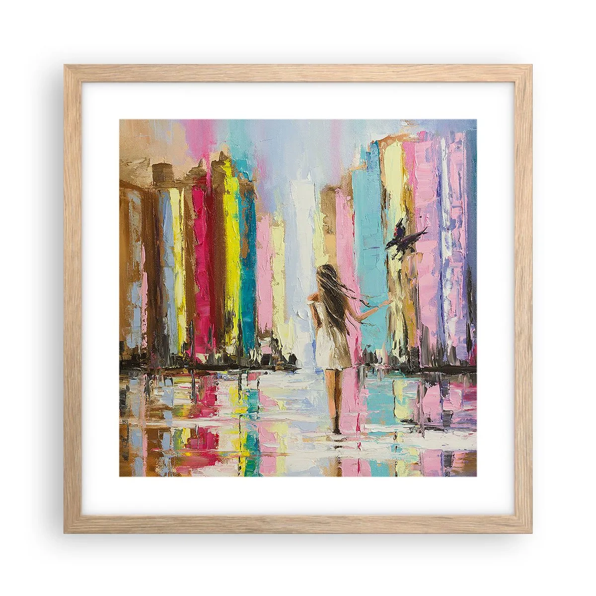 Poszter világos tölgy keretben - Kövessél - 40x40 cm