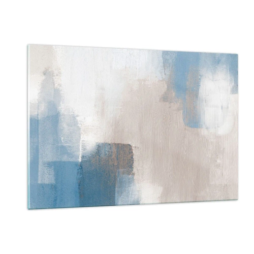 Üveg kép - Rózsaszín absztrakció egy kék fátyol mögött - 120x80 cm