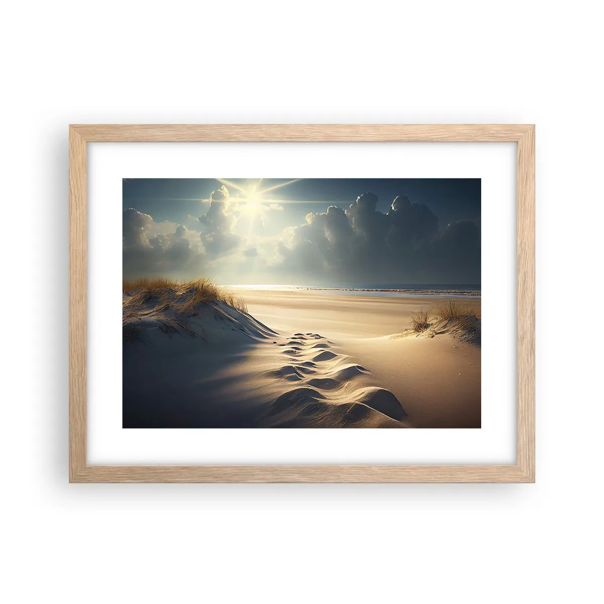 Poszter világos tölgy keretben - Megnyugtató táj - 40x30 cm