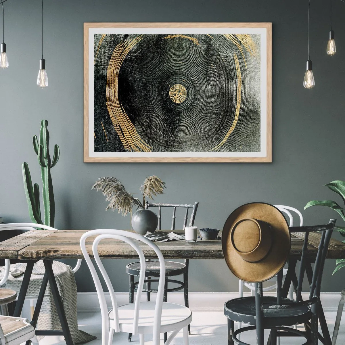 Poszter világos tölgy keretben - Változás és időtartam - 70x50 cm