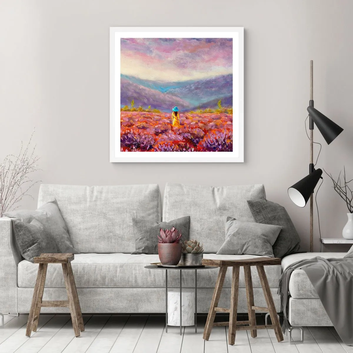 Poszter fekete keretben - A levendula világában - 40x40 cm