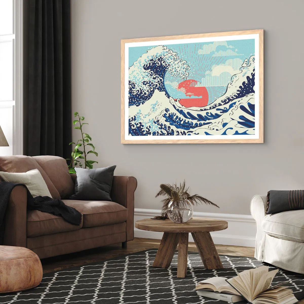 Poszter világos tölgy keretben - Japán inspirációból - 40x30 cm