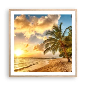 Poszter világos tölgy keretben - Örök nyár, mindig vakáció - 60x60 cm