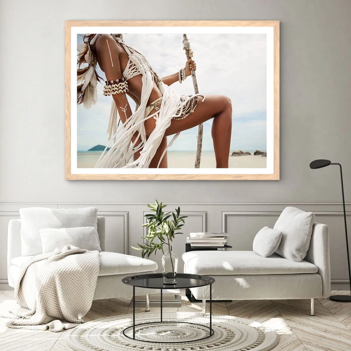 Poszter világos tölgy keretben - A nap papnője - 91x61 cm