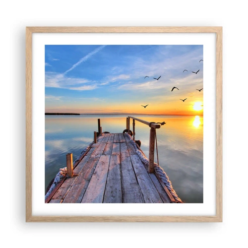 Poszter világos tölgy keretben - Menj egyenesen a nap felé - 50x50 cm