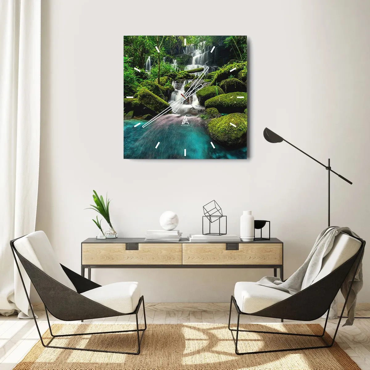 Falióra, Óra - Türkiz, zafír és folyékony ezüst - 30x30 cm