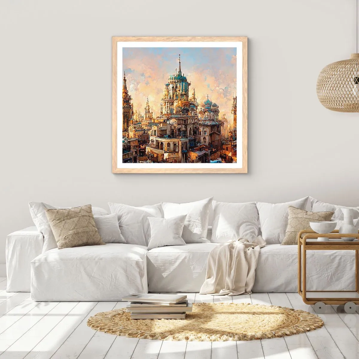 Poszter világos tölgy keretben - A városok városa - 40x40 cm