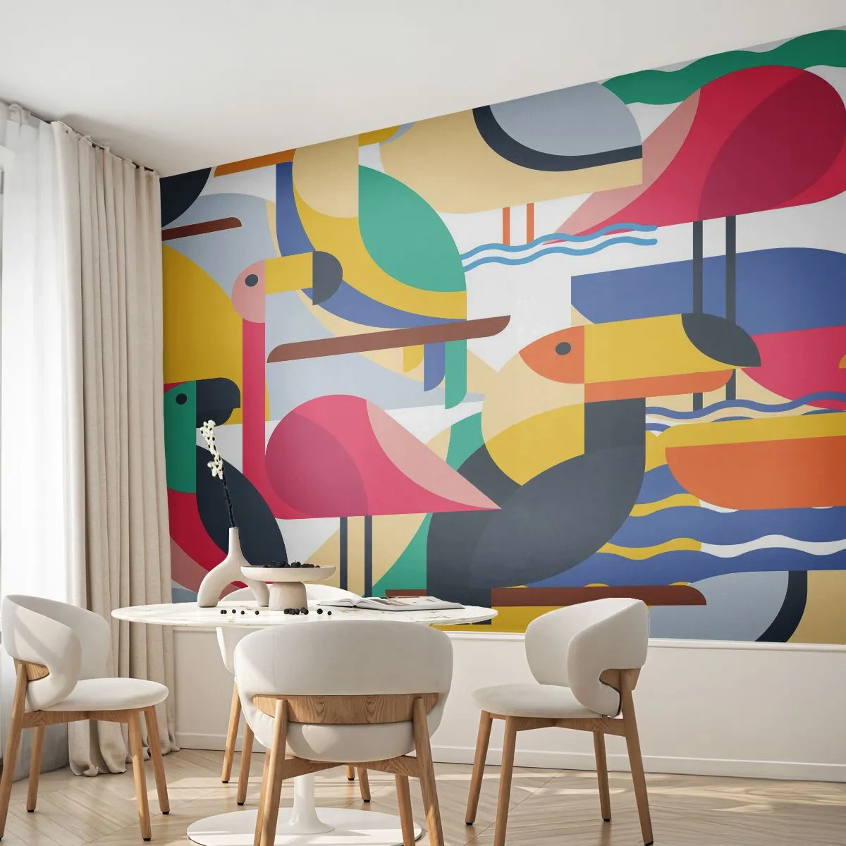 Öntapadós Fotótapéta Deluxe Sticker - Madárparti - Absztrakció, Pelikán, Darab - 500x350 cm