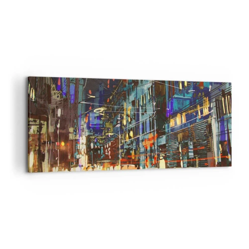 Vászonkép - Esti utcai nyüzsgés - 120x50 cm