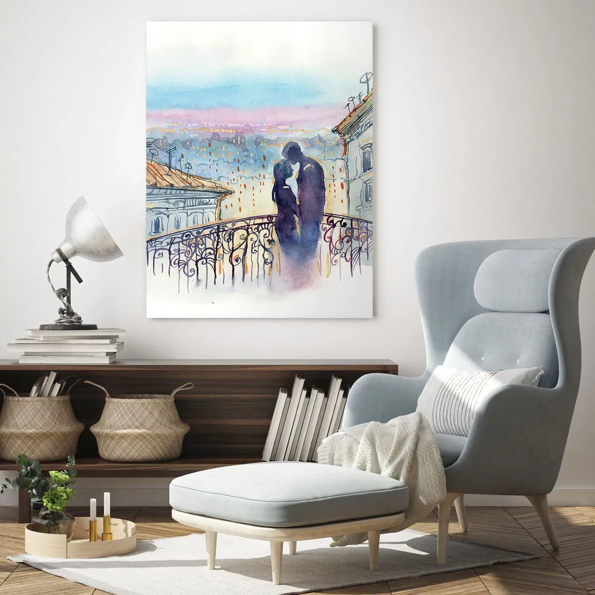 Üveg kép - Párizsi szerelmesek - 50x70 cm