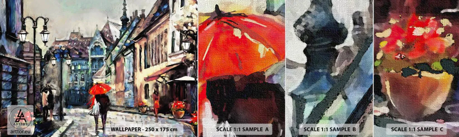 Fotótapéta Minta Premium Canvas - Eső a kettőjüknek - Város, Építészet, Óváros - 100x30 cm