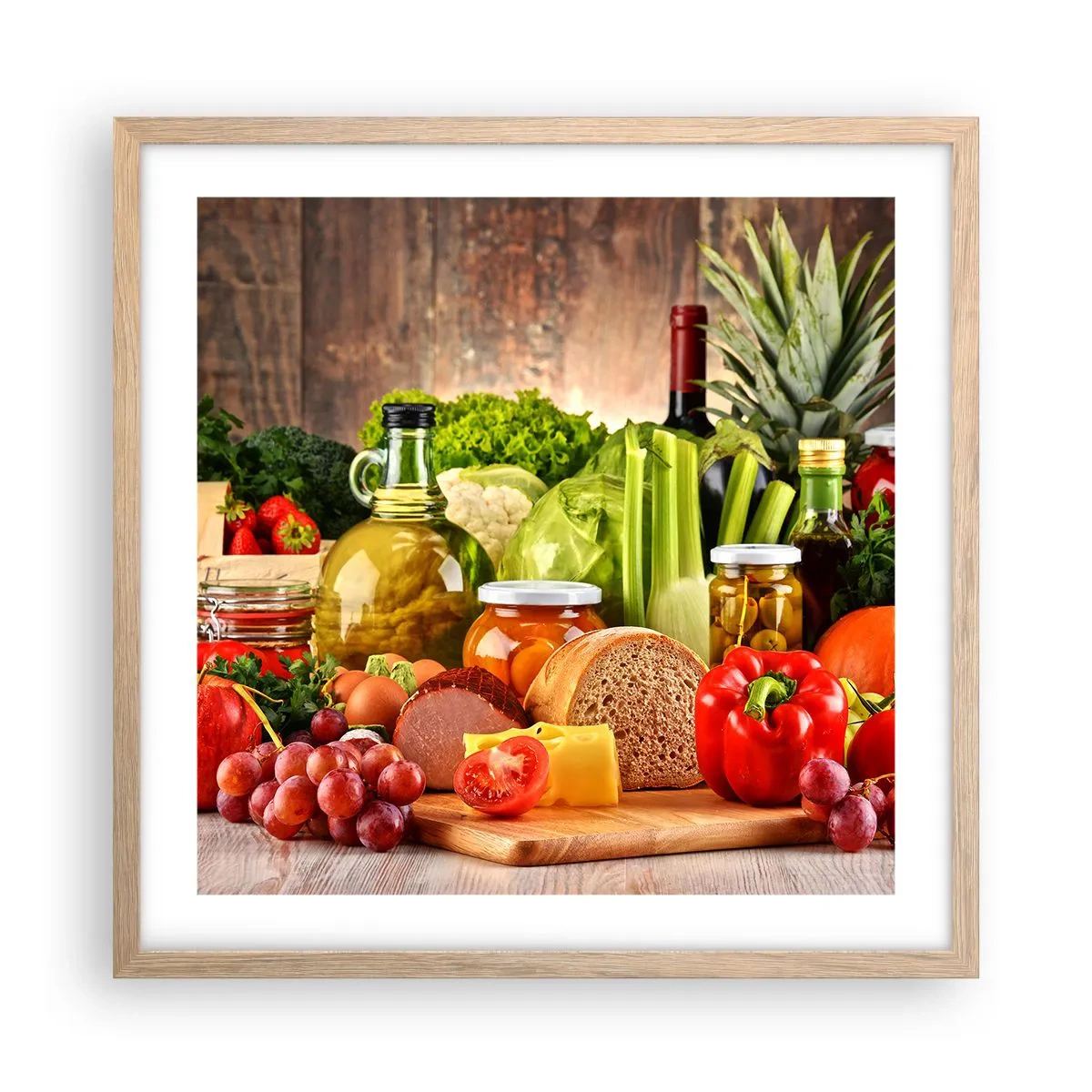 Poszter világos tölgy keretben - Füstölt, sült és pácolt - 50x50 cm