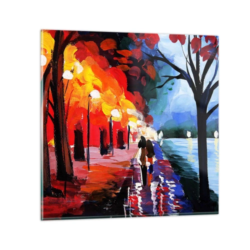 Üveg kép - Lángoló ősz a parkban - 70x70 cm
