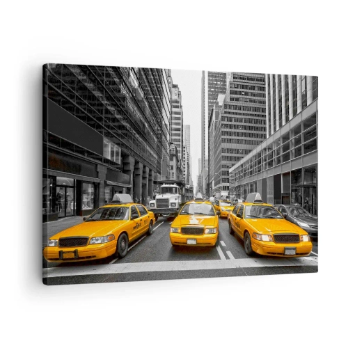 Vászonkép - Sárga taxik New York utcáin - 70x50cm - Mi színezzük a várost - Modern fali dekoráció nappalihoz és hálószobához ARTTOR